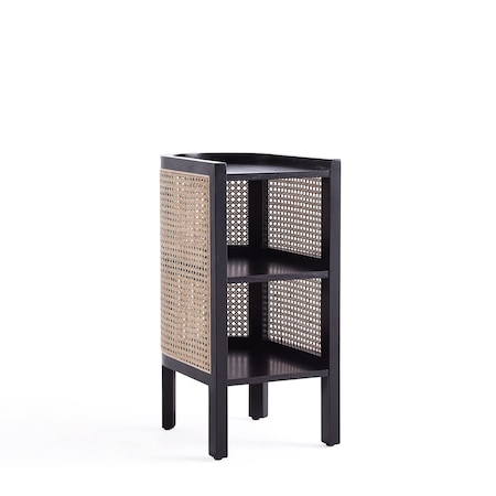 Manhattan Comfort End Table, 11.81 in W, 15.94 in L, 24.41 in H, Natural Cane NSCA01-BK